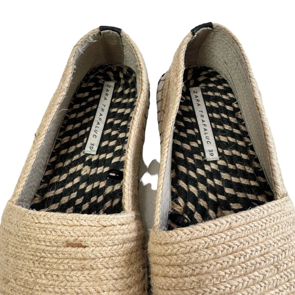 NWOT Zara Trafaluc Espadrille Jute Slip-On Loafers Size 39/US 8 - Picture 9 of 16